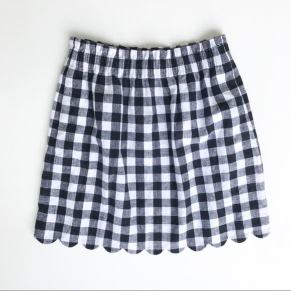 J. Crew Factory Gingham Scalloped Sidewalk Skirt - Picture 2 of 12